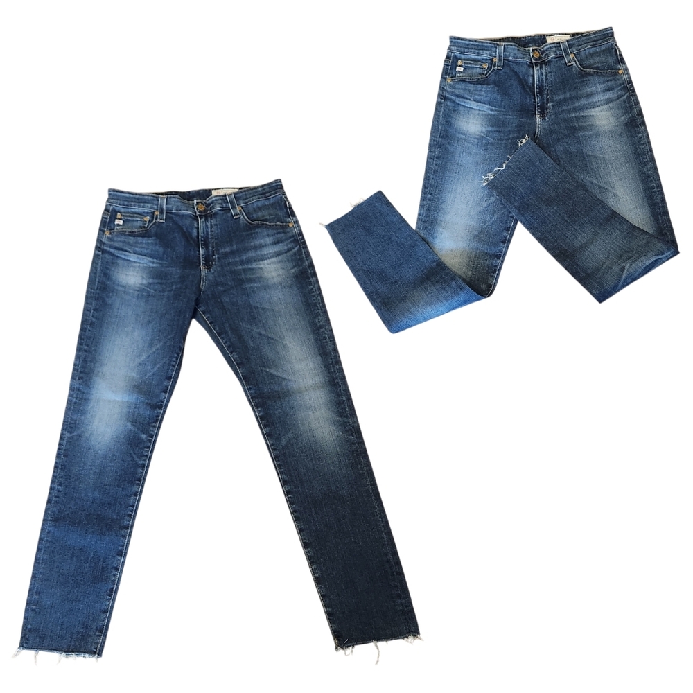 AG Adriano Goldschmied 30 Farrah High Rise Ankle Stretch Skinny Raw Hem Jean EUC